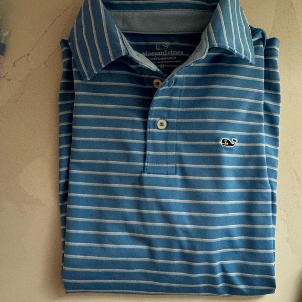 Vineyard Vines Classic Blue and White Striped Polo